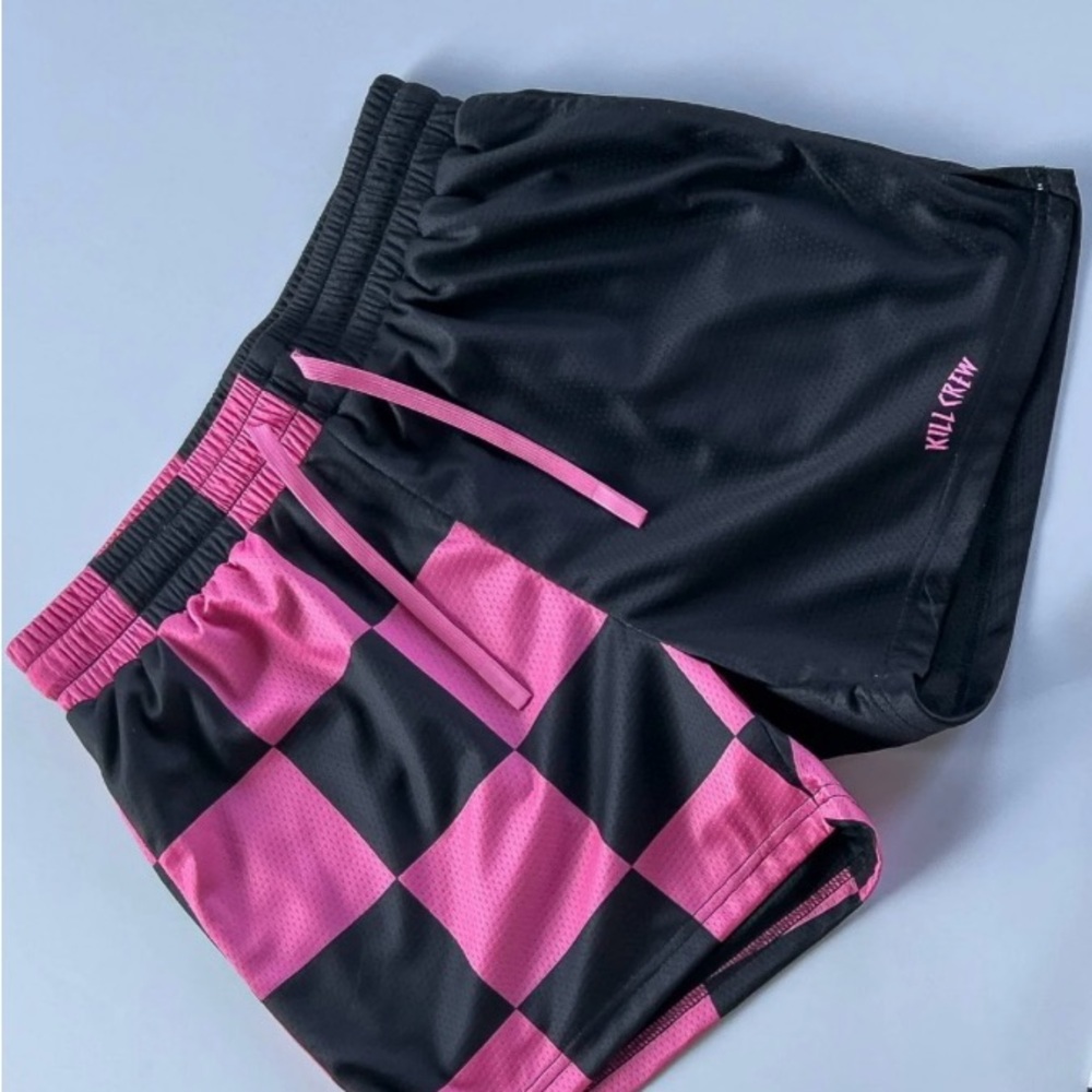 Kill Crew Black and Pink Checkered Shorts